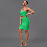 One Shoulder Cut Out Midi Bandage Dress